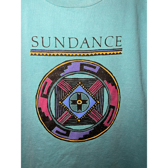 Teal Single-Stitch SUNDANCE Vintage Tee Size Large - Picture 2 of 13
